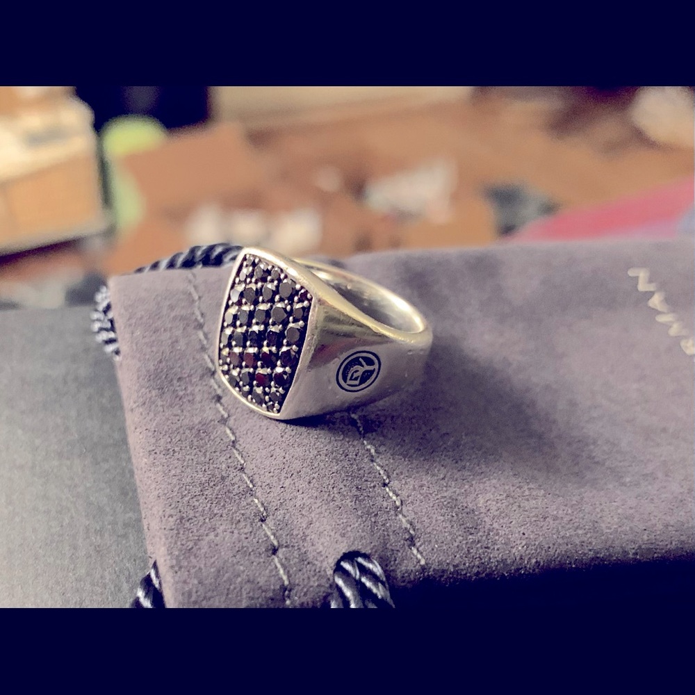 DAVID YURMAN PAVE PINKY RING BLACK DIAMONDS Size 6.0